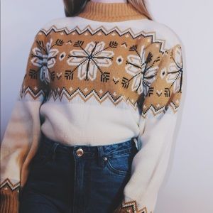 Vintage 70s Fair Isle Patterned Knit Sweater 🤍